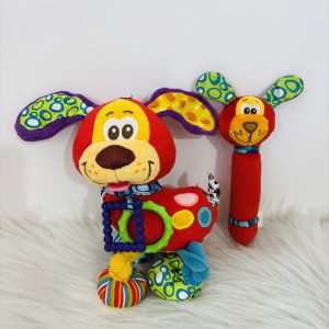 ست آویز کالسکه و کریر و جغجغه سوسیسی سگ قرمز پلی گرو Playgro
